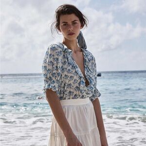 Dôen Henri Top in Bleu Rosier Floral nwt